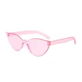 Pink translucent cat-eye sunglasses with trendy oversized frames and silver metal hinges - Pink
