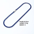 Detail showing blue zircon tennis necklace in silver finish with secure clasp closure - Royal Blue