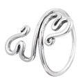 Vintage silver wavy hollow line open ring with antique finish and curved artistic pattern - Wavy Curved Style (N-348)