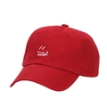 Casquette de baseball en coton rouge foncé avec broderie Smile blanche et visière incurvée - Bordeaux