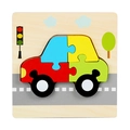 Educational wooden car puzzle with colorful pieces and street theme for toddlers - Snap Puzzle-Car (卡扣JM-汽车)