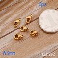 Five pieces of 9mm 18k gold plated stainless steel lobster clasps for DIY jewelry making - Gold Lobster Clasp (KLJ182-Z)