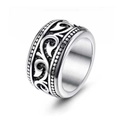 Vintage silver tiger eye men's stainless steel ring with intricate vine engravings - US 7 / Arc Totem Ring