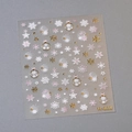 Winter nagelstickers M-808 met gouden glittersterren en witte strikjes accenten - Bronzen Goud Sneeuwvlok Sterren Stijl (M808)