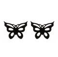 Close-up of black butterfly hollow-out earrings made of lightweight stainless steel - Style 263 / Black