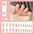 Sterne-Verlauf Kunstnägel in langer Mandelform mit rosa Gelee-Basis 24er Set Maniküre - R894 Creme Polka Dot (Kleber Typ)