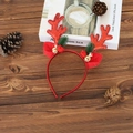 Christmas reindeer antler headband in red with golden bells and pine needle decor - Red Antler Headband With Bells
