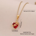 Collar con colgante de corazón rojo y ramas doradas en acero inoxidable pulido - Estilo De Corazón Envuelto En Ramas (3#)