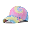 Casquette de baseball tie-dye aux couleurs vives rose jaune et bleu en dégradé - Réglable / Tie-Dye Coloré