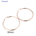 50mm rose gold stainless steel hoop earrings with high polish finish for women - 50mm (KE102873-WGJM) / Rose Gold