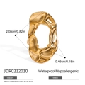 Gold plated stainless steel ring with irregular hollow lava texture and waterproof finish - Gold (JDR0212010)