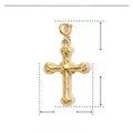 Detailed view of golden stainless steel cross pendant with retro patterns and dimensions - YF234x3 / Gold