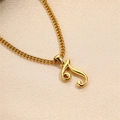 Minimalist 18K gold plated stainless steel necklace featuring a cursive letter J pendant - Letter T (Pendant Only)