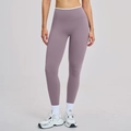 Dunkelrosa Yoga-Leggings mit hoher Taille und breitem Bund für Bauchkontrolle und Formgebung - Taro-Lila