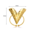 18K gold-plated stainless steel heart ring with textured V-shape design and 35mm height - Textured V-Shape (JZ6150) / Gold