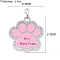 Mini kattenpoot fotolijst hanger met strass-steentjes van 25mm breed en 27mm hoog - Klauwen