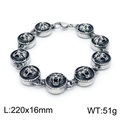 Bracciale a catena con testa di tigre argento vintage da uomo, acciaio inox 220x16mm - Stile Disco Testa di Tigre in Argento Antico (KB152590-KJX)