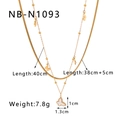 Detail of double-layer gold necklace showing shell butterfly pendant and ball chain specs - Butterfly Style (NB-N1093) / 18K Gold