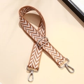 Adjustable wide crossbody bag strap with brown herringbone weave and silver metal hooks - Brown and White N (Silver Buckle)