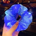Luminous blue satin scrunchie with built-in LED lights for parties and festivals - Blue / 3 Light Modes