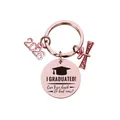 Rose gold Class of 2026 graduation keychain with graduate scroll and funny engraved charms - Rose Gold (k730)