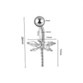 Silver stainless steel dragonfly belly ring with white zircon and exact size measurements - #4 Dragonfly
