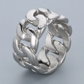 Anello uomo a catena cubana in acciaio inossidabile argento dal design punk - US 9 / Acciaio Liscio