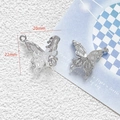 Macro shot of silver butterfly charms measuring 20mm by 22mm for DIY jewelry making - 4# Silver Frosted Butterfly