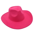 Detailed top view of rose red felt fedora hat featuring a smooth wool texture - One Size / Rose Red (Heart Denim Style)