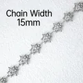 Detail showing 15mm wide stainless steel star shaped connector chain for DIY jewelry - 7# Snowflake/Star Chain (Width 15mm/Meter)