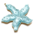 Colgante estrella de mar azul turquesa con aro dorado para creación de joyería - Azul