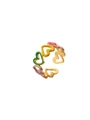 Colorful enamel heart open ring with 18k gold plating and adjustable band for women - Multicolor Hollow Heart
