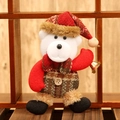 Orsetto di Natale in peluche con cappello a quadri rossi e campanellino dorato - Bambola Orso in Tessuto Scozzese (B-C04)