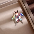 Broche élégante en forme d'insecte avec cristaux irisés et base en métal argenté - Argenté