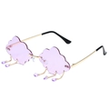Lunettes de soleil sans monture en forme de nuage avec verres violets et chaînes - Monture Dorée Verre Violet Clair