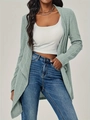 Detail of sage green ribbed knit cardigan featuring textured fabric and long sleeves - S / Green