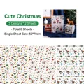 6 sheets of Christmas gift wrapping paper in 3 styles featuring Santa and reindeer designs - Cute Christmas / 6 Pieces/Pack (50*70cm)
