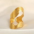 Irregular wavy gold plated 18k ring with bold textured flowing metal design for women - 18K Gold Irregular Lines