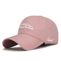 Casquette de baseball rose en coton avec broderie montagne et texte I PREFER THE OCEAN - Réglable / Rose