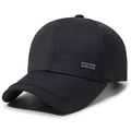 Black minimalist baseball cap for men featuring a metallic Style mountain side plaque - Adjustable / Dark Gray