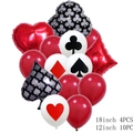Detail of red and black poker balloons set including 18-inch and 12-inch sizes for casino party - Poker Balloon Bundle Style F (h005)