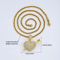 Collana cuore ghiacciato oro con ciondolo freccia e zirconi su catena a corda - Pendente Con Catena A Corda / Oro