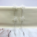 Handmade white beaded crossbody chain strap with transparent floral accents for bags - Clear