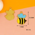Detail view of enamel bee charms showing front design and back golden metal texture - Small Bee 2