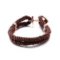 Bracciale da uomo con ancora in corda di nylon marrone scuro e metallo oro rosa - Corda Intrecciata Marrone Gancio per Ancora Oro Rosa (KB114176-KHY)