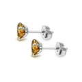 Titanium steel stud earrings featuring yellow zircon stones in a four-prong silver setting - 3mm / Steel Coffee Zirconia