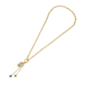 Collier Main de Fatma doré avec pierres colorées, breloques œil bleu et fermoir à bascule - Collier Main de Fatma Mauvais Oeil (Fermoir OT) / Or
