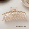Champagne translucent shark clip 11CM hair claw with minimalist hollow design - Diameter Approx 11cm / 14# Dragon Bone Champagne Transparent