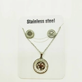 Set gioielli in acciaio inox argento con collana a quadrifoglio e orecchini scintillanti - Quadrifoglio / Color Acciaio