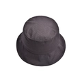 Detail view showing dark grey cotton canvas texture of minimalist sun bucket hat - Dark Gray